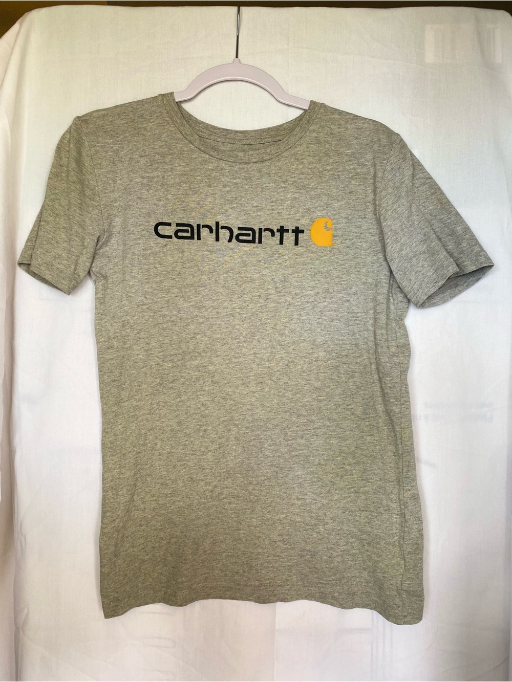 Carhartt logo graphic crew neck short sleeve gray youth TShirt Sz medium 10-12